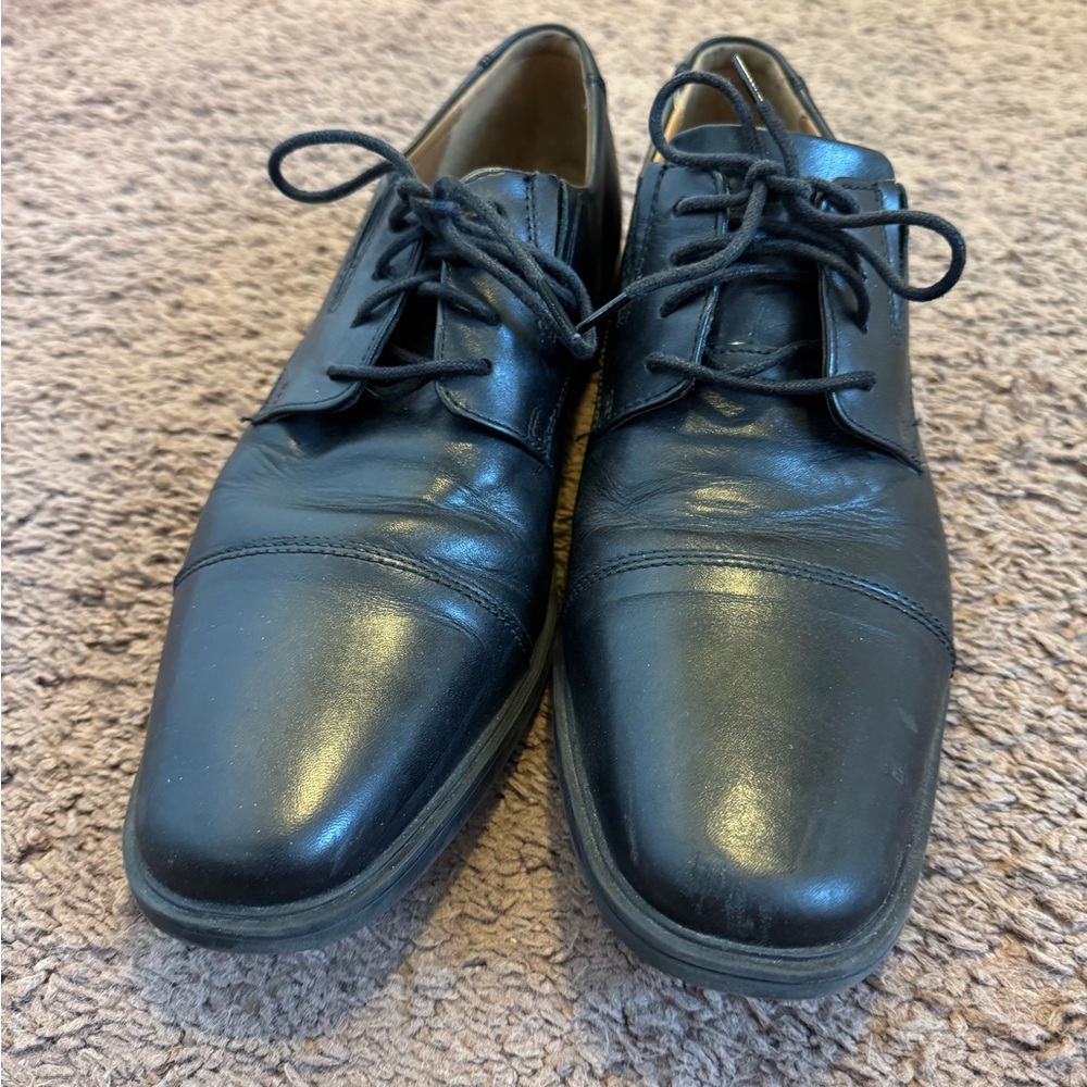 Clarks Men's Whiddon Cap Oxford Black Leather Dress Shoes Size 10 - Picture 3 of 9